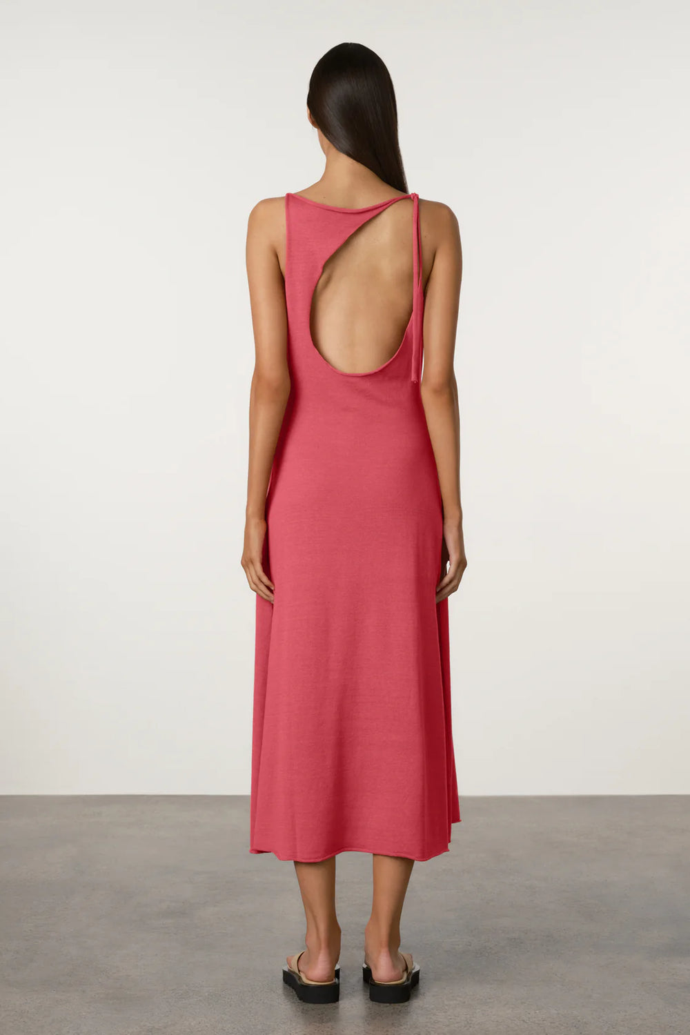 Berry Cotton Blend Knit Tie Dress