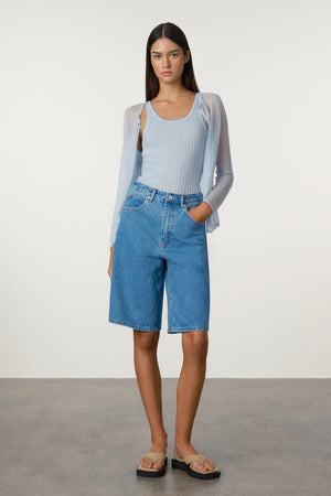 Soft Blue Sheer Knit Cardigan Set