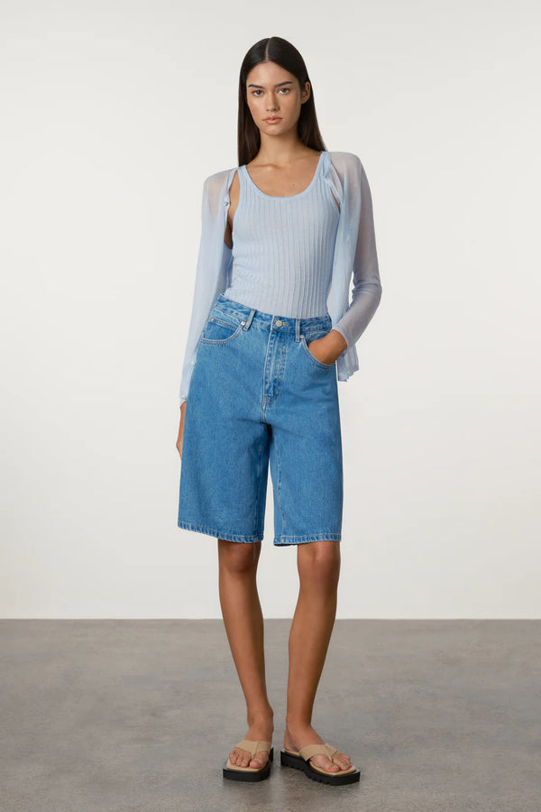 Soft Blue Sheer Knit Cardigan Set