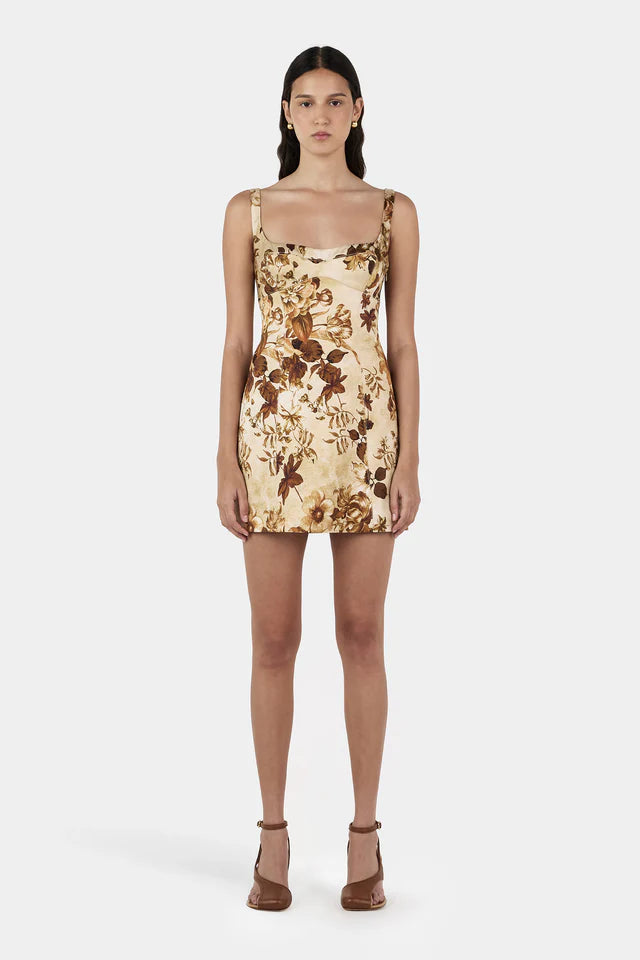 Daniella Mini Dress - Sepia Floral