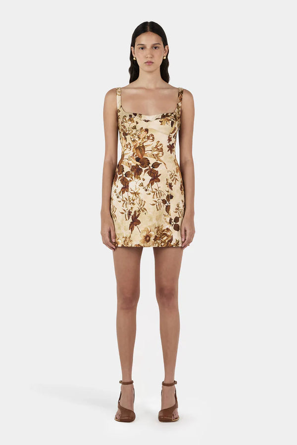 Daniella Mini Dress - Sepia Floral