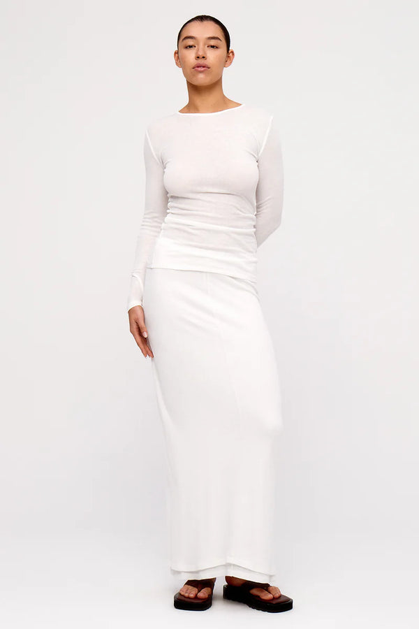 Rib Hemp Jersey Long Sleeve Top - White