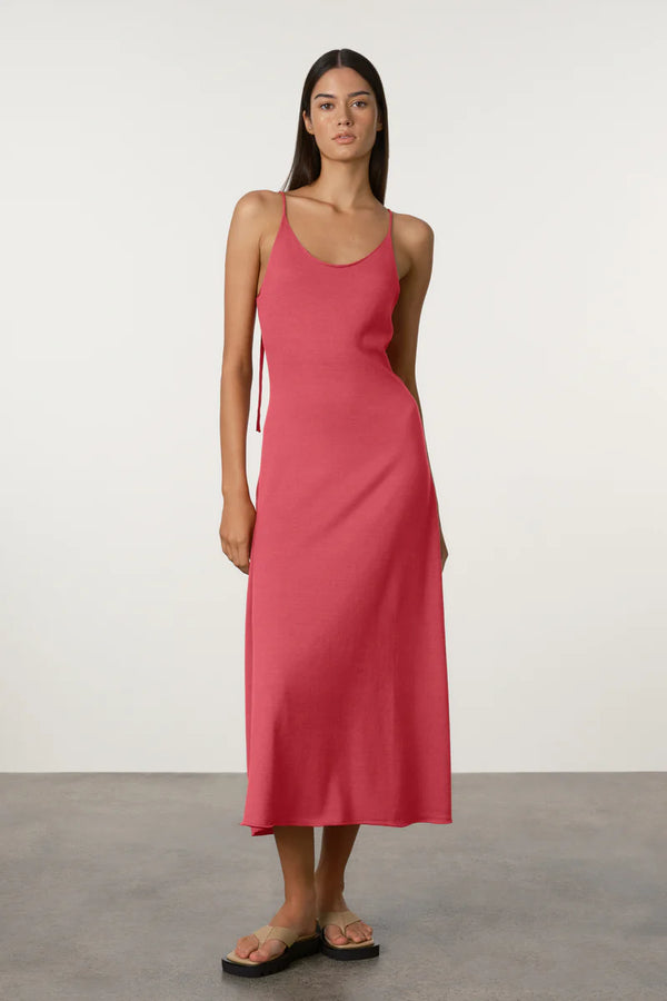 Berry Cotton Blend Knit Tie Dress