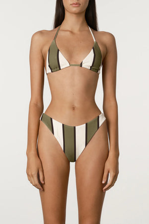 Olive Stripe Curve Brief