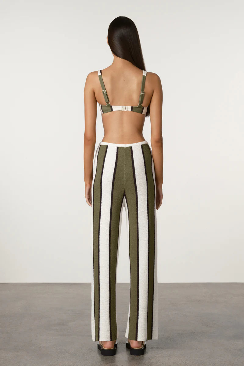 Olive Stripe Textured Knit Pant