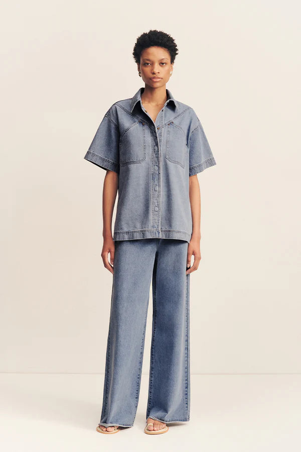 Stella Short Sleeve Shirt - Mid Blue