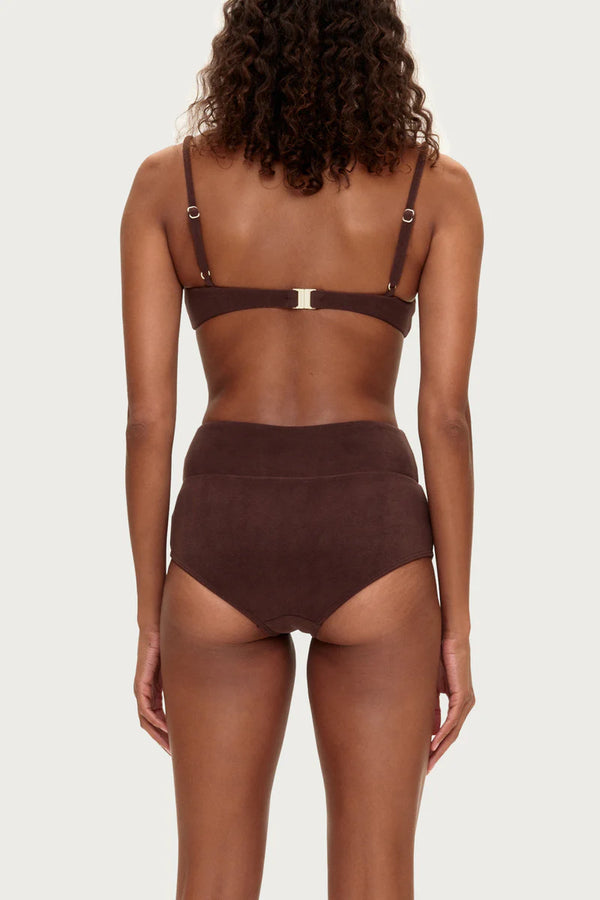 Towelling Bralette Top - Chocolate