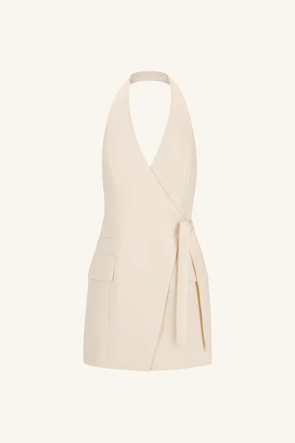 Irena Tailored Wrap Mini Dress - Rice