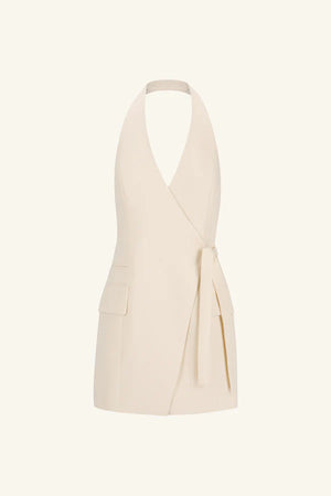Irena Tailored Wrap Mini Dress - Rice