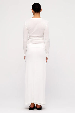 Rib Hemp Jersey Long Sleeve Top - White