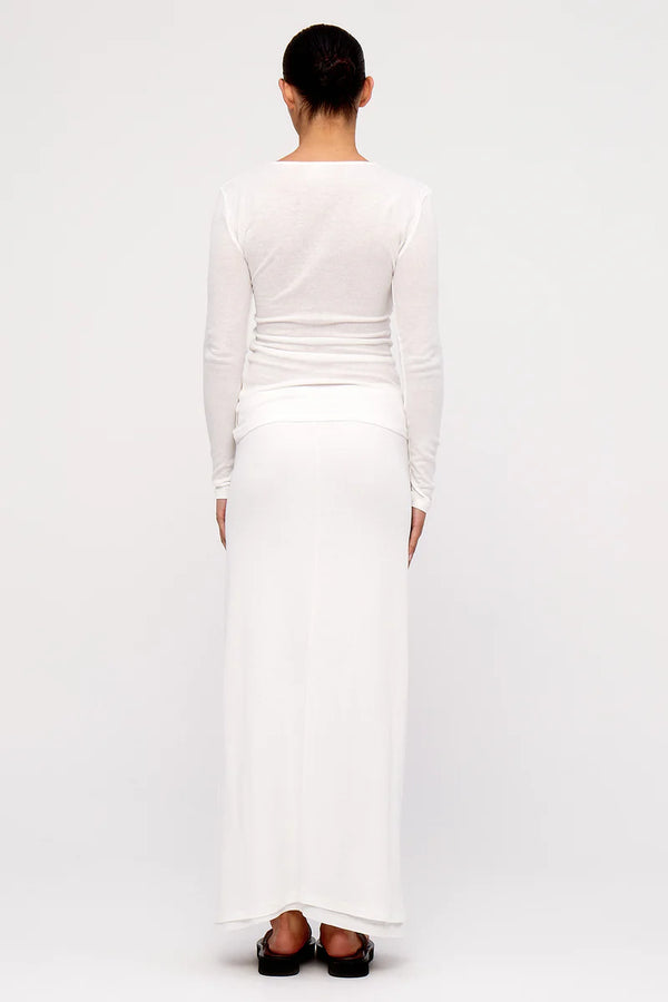 Rib Hemp Jersey Long Sleeve Top - White