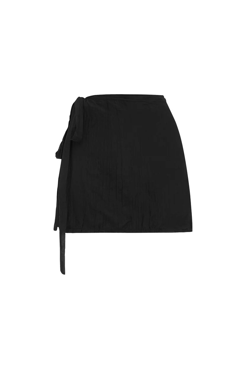 Jole Silk Mini Wrap Skirt - Black