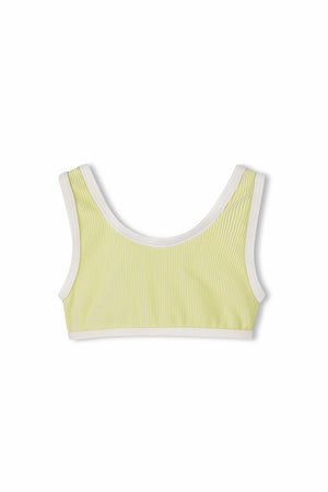 Mini Stripe Rib Scoop Bikini Top - Citrus
