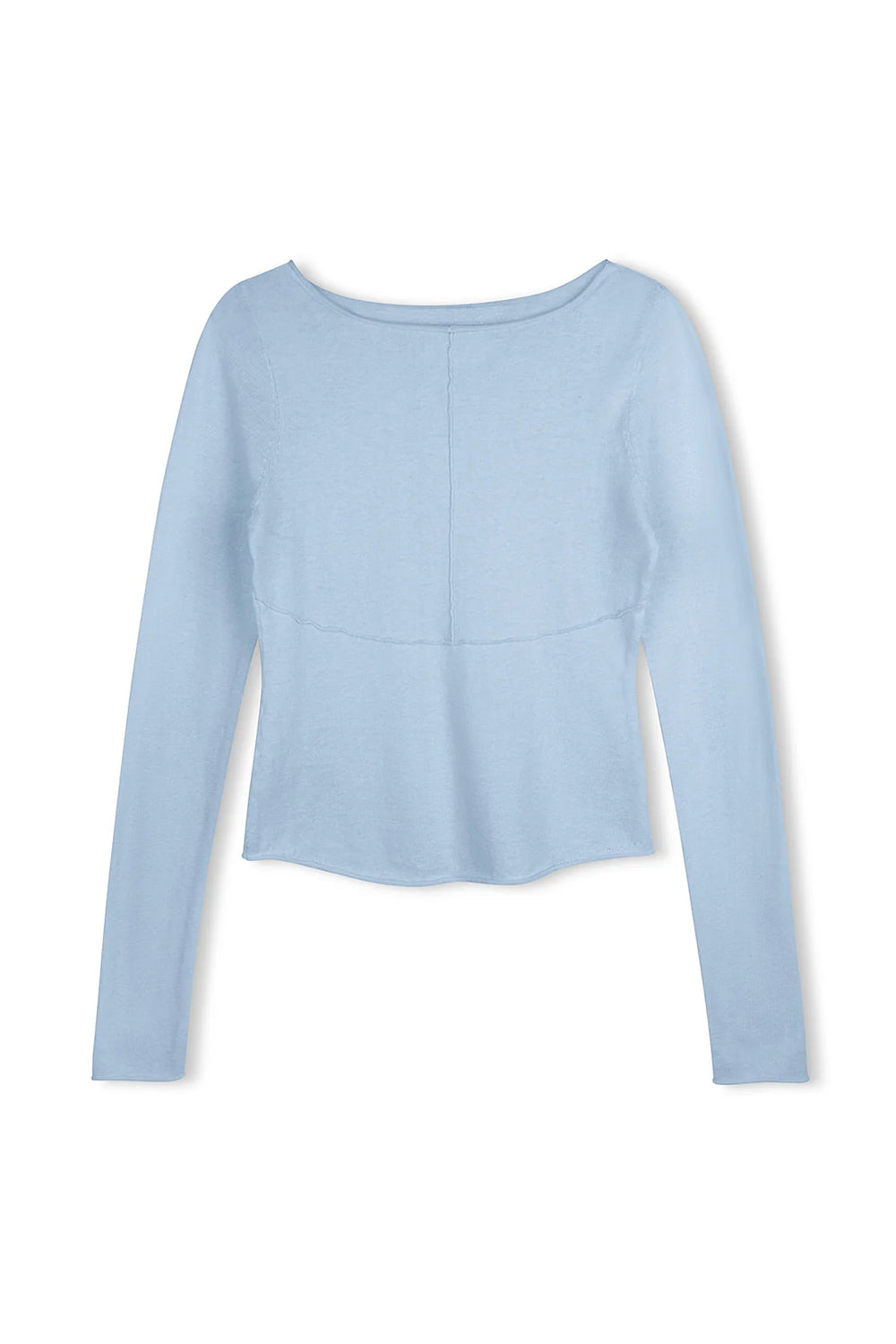 Panelled Long Sleeve Knit Top - Powder Blue