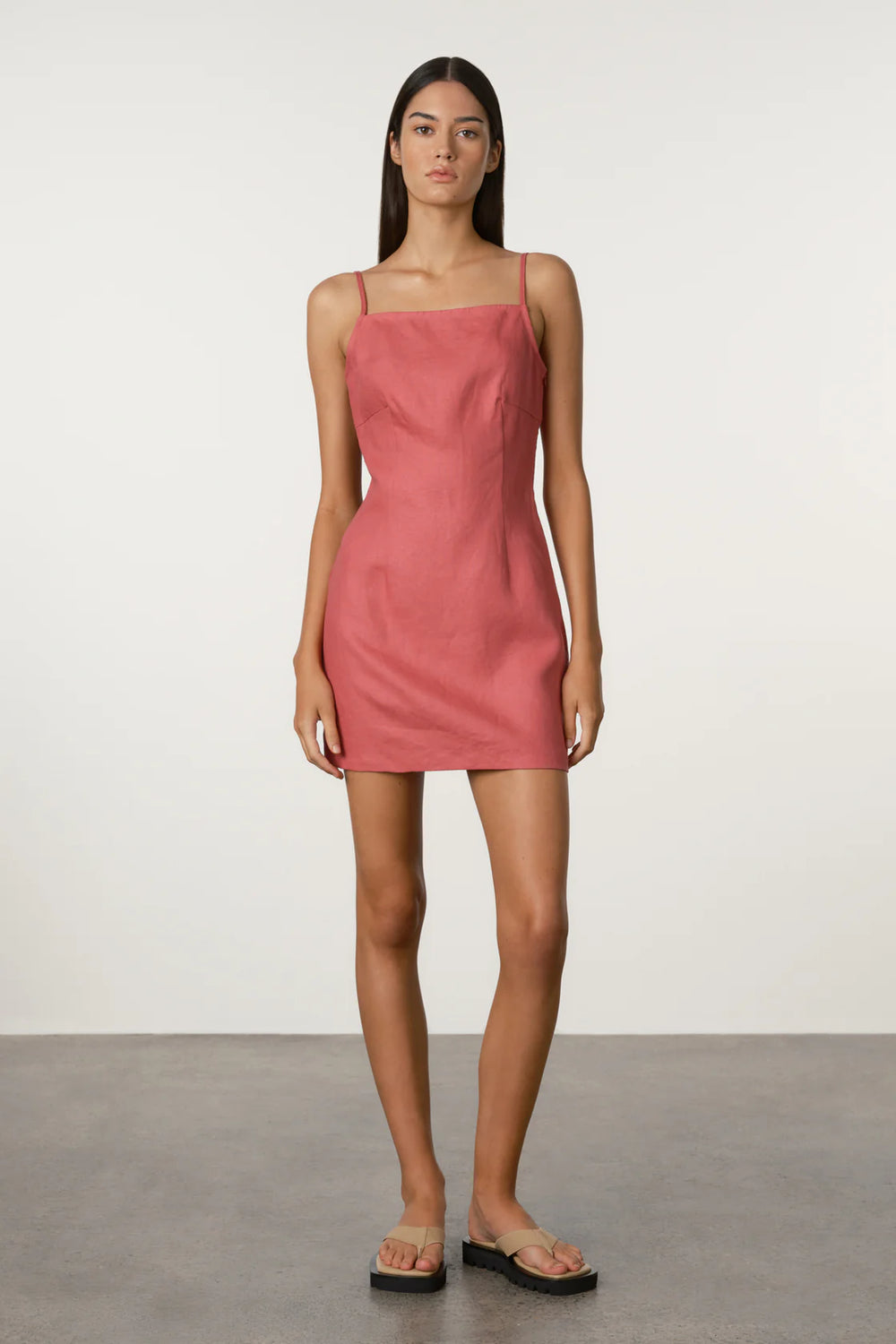 Berry Linen Mini Dress