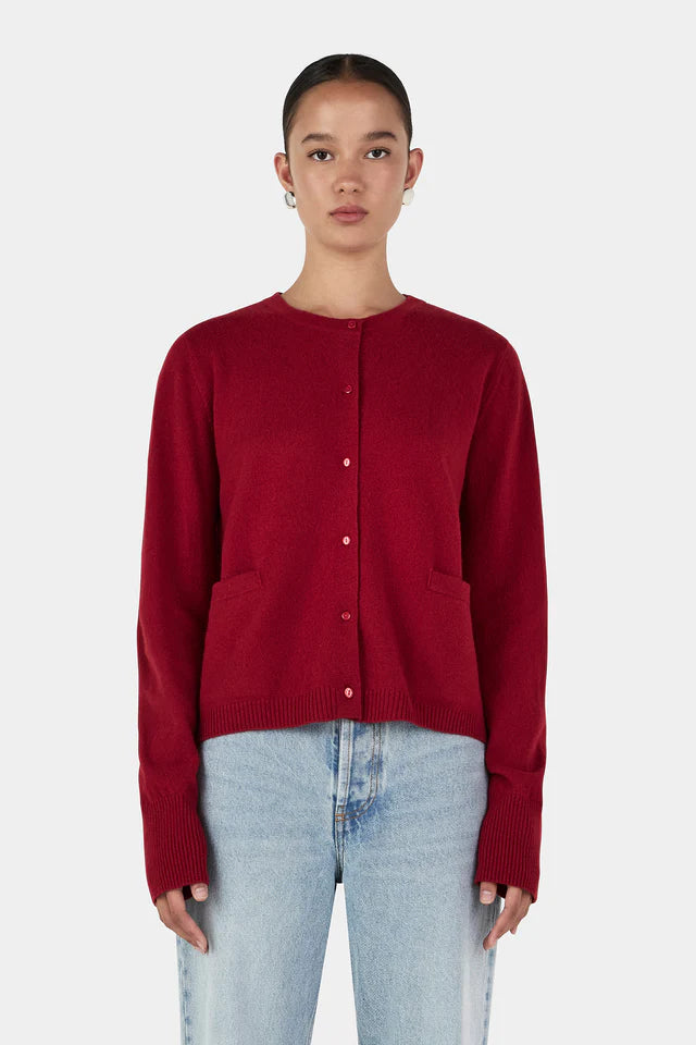 Dolly Cashmere Cardigan - Red Dahlia