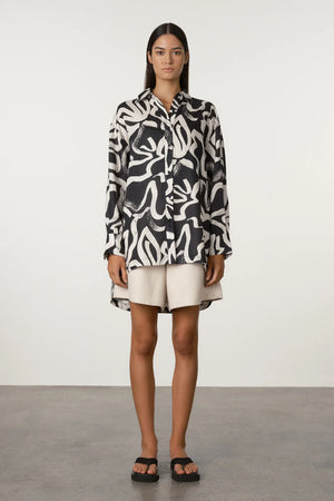 Paint Flower Linen Shirt