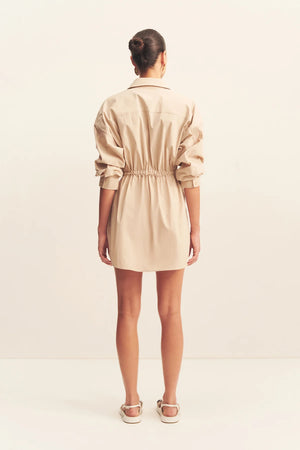 Campbell Drawstring Shirt Dress - Oat Milk
