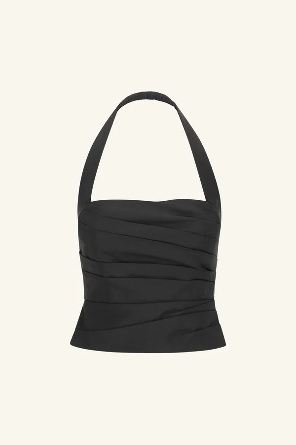 Lani Draped Halter Top - Black