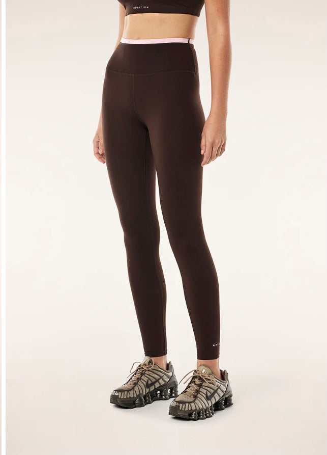 Vita Full Length Legging - Espresso/Chalk Pink