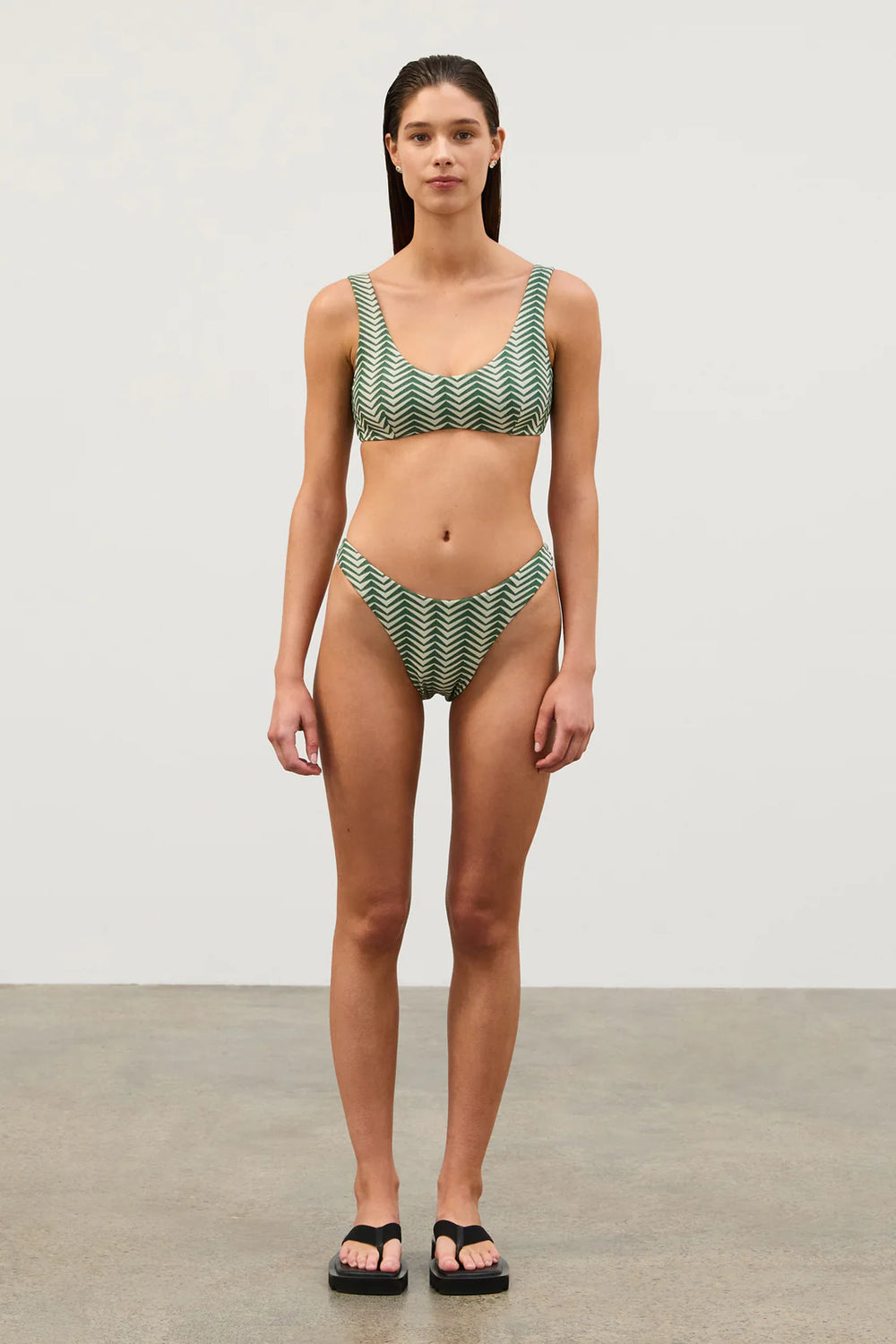 Green Zig Zag Crop Bralette