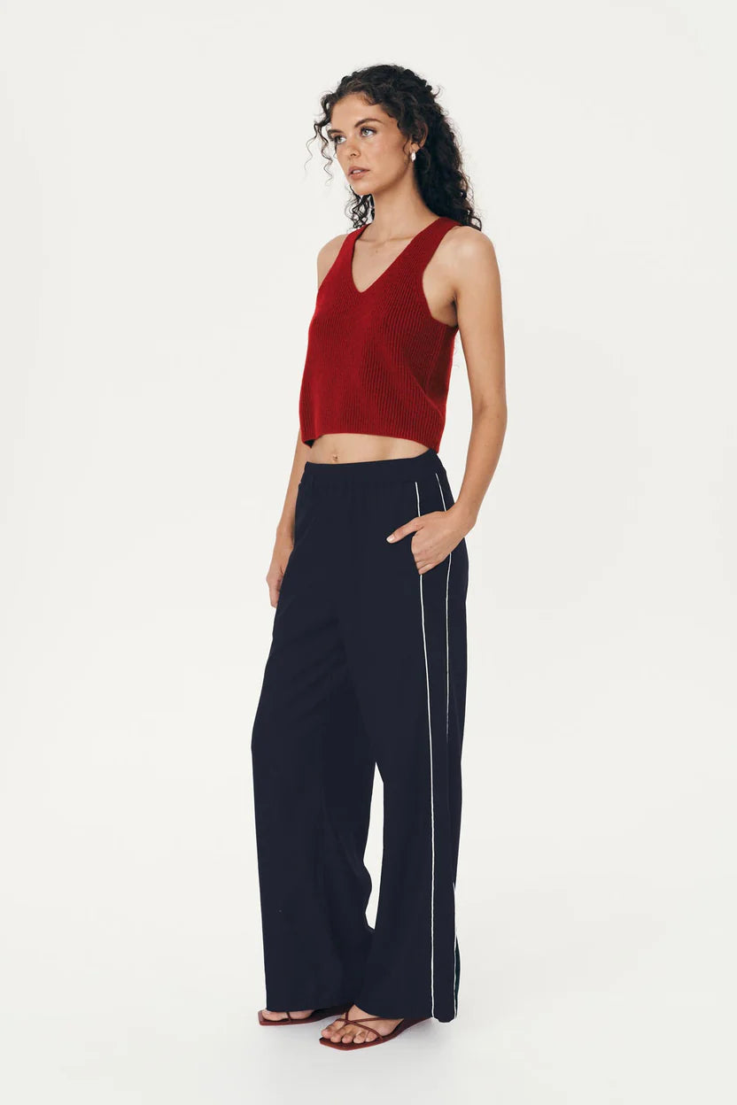 Kaia Straight Linen Pants - Ink