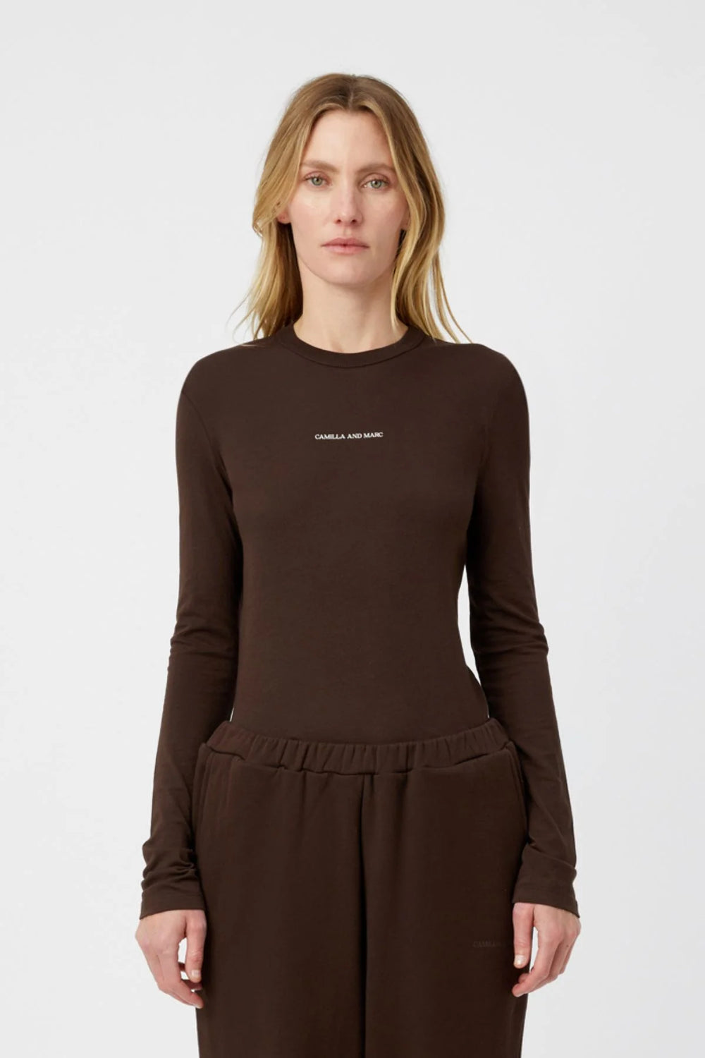 Park Long Sleeve Logo Top - Bitter Chocolate