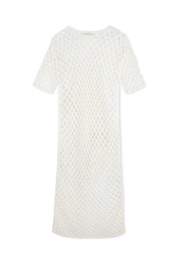 White Lattice Knit Dress