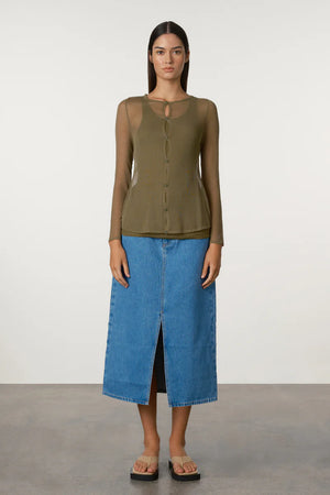 Olive Sheer Knit Cardigan Set