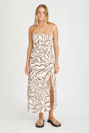 Cocoa Flower Linen Dress