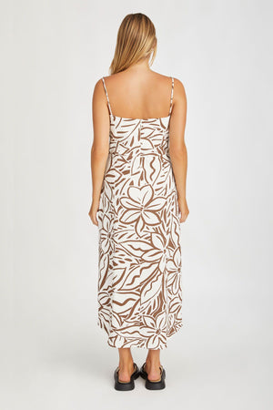 Cocoa Flower Linen Dress