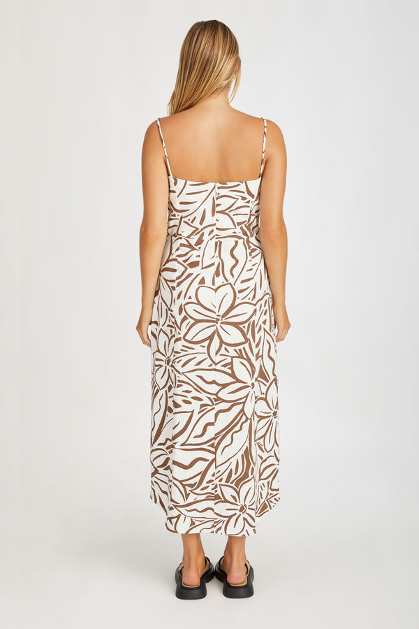 Cocoa Flower Linen Dress