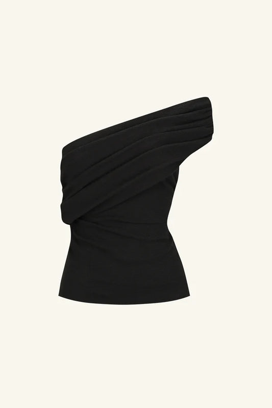 Beau One Shoulder Top - Black