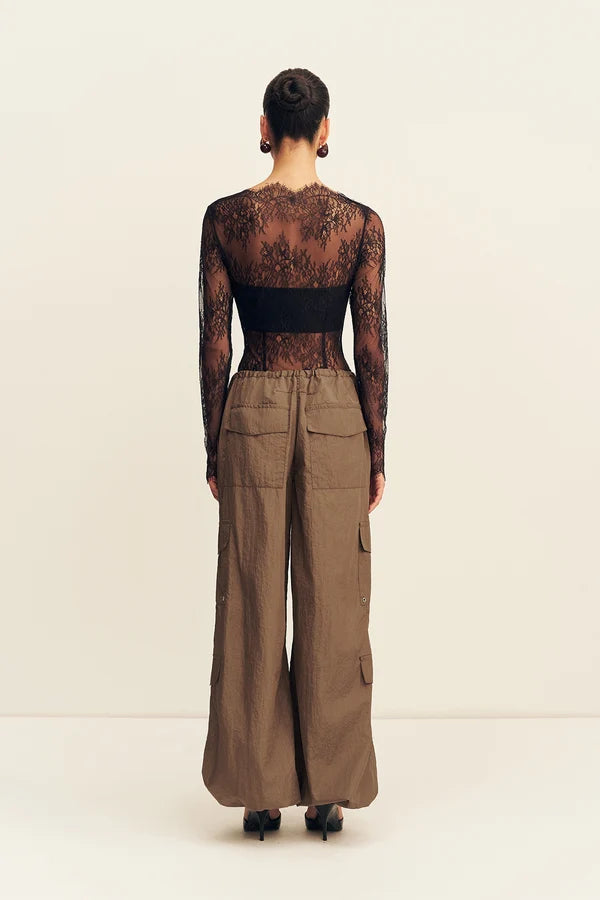 Lambent Lace Long Sleeve Bodysuit - Black