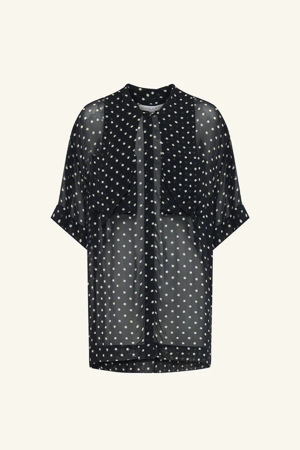 Houston Short Sleeve Neck Toe Short - Noir Polka