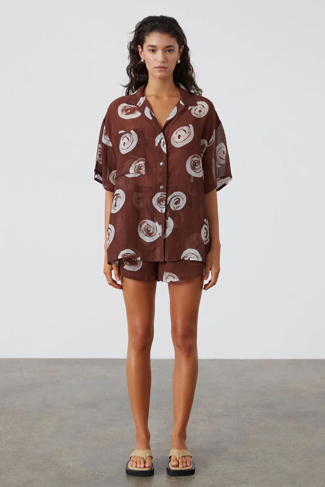 Cocoa Swirl Sheer Textured Shirt