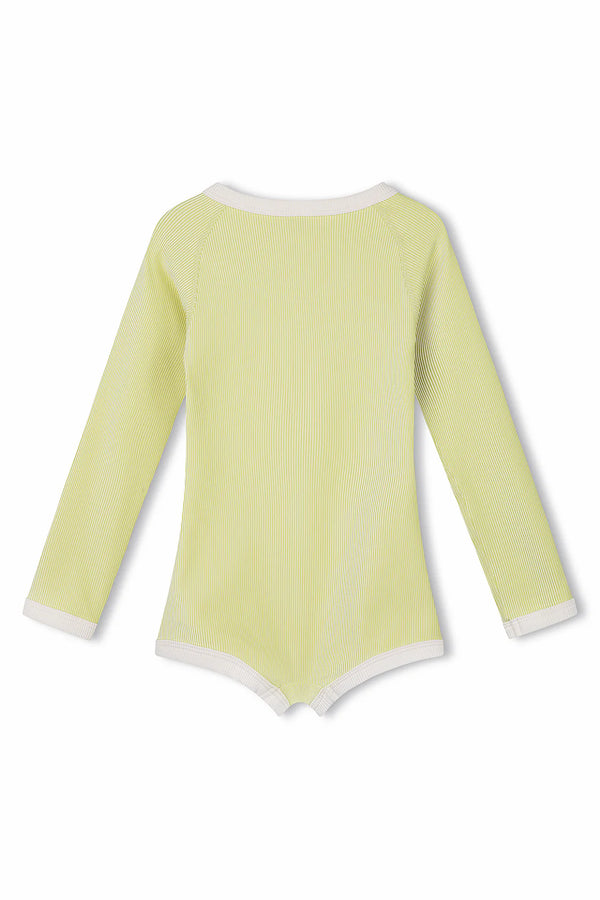 Mini Stripe Rib Rashie Onesie - Citrus