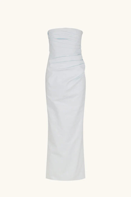 Lani Strapless Draped Maxi Dress - Sky