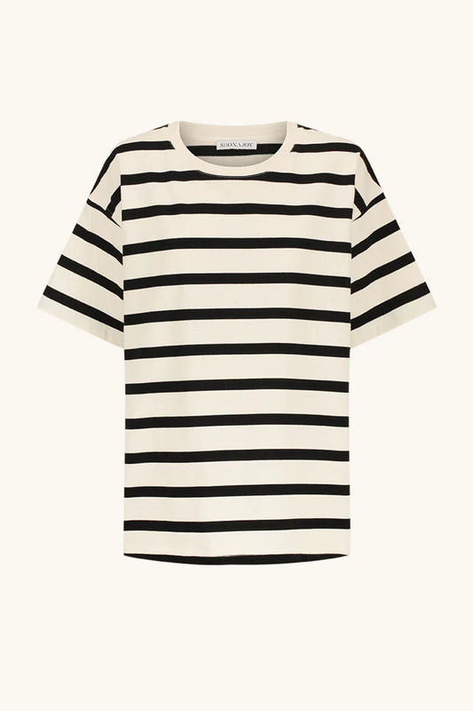 Gia Oversized Stripe T- Shirt - Cream/Black