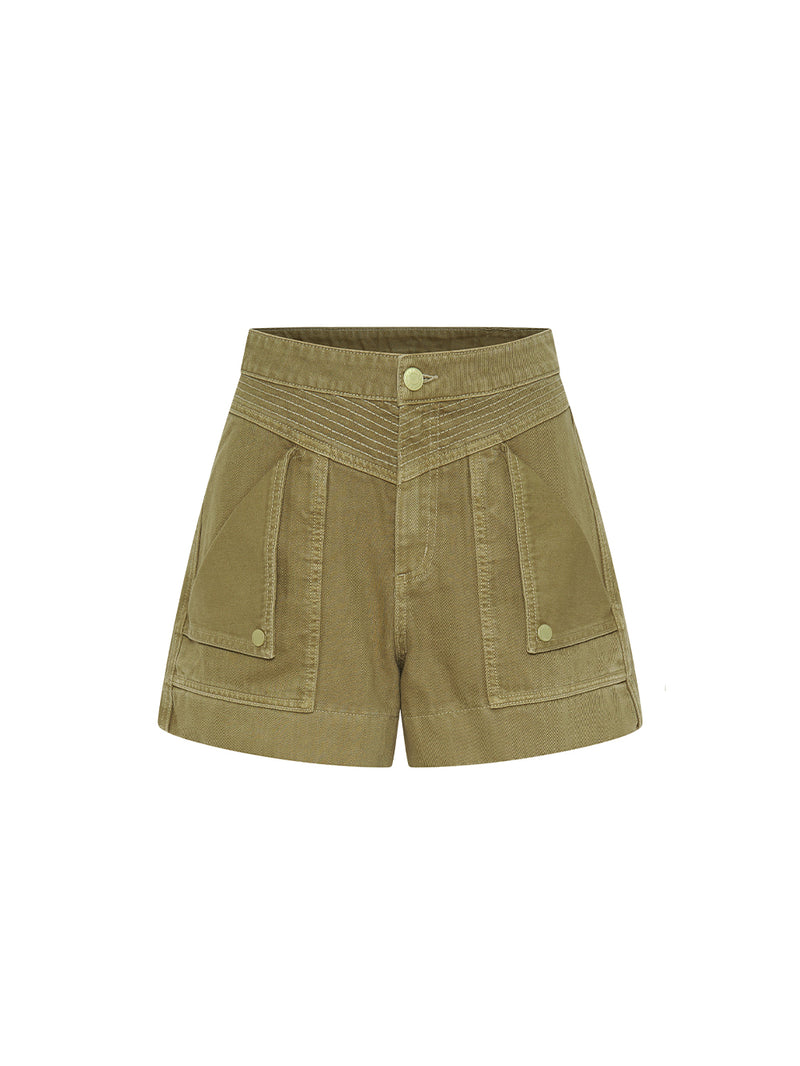 Celene Denim Short - Khaki