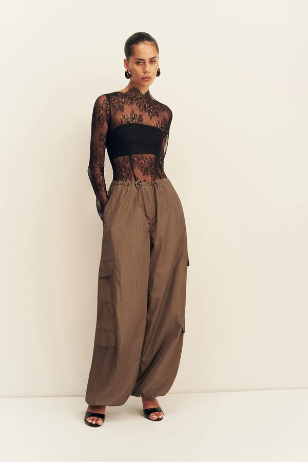 Lambent Lace Long Sleeve Bodysuit - Black