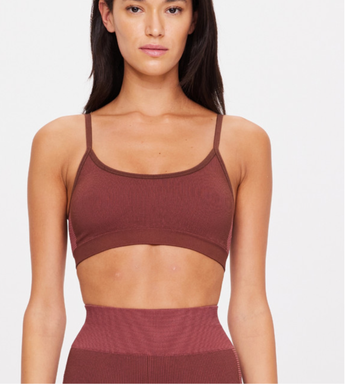 Ribbed Seamless Ballet Bra - Brown