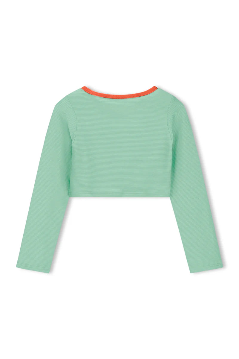 Mini Rib Crop Rashie - Turquoise