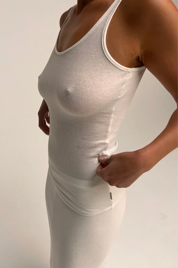 Rib Hemp Jersey Tank - White