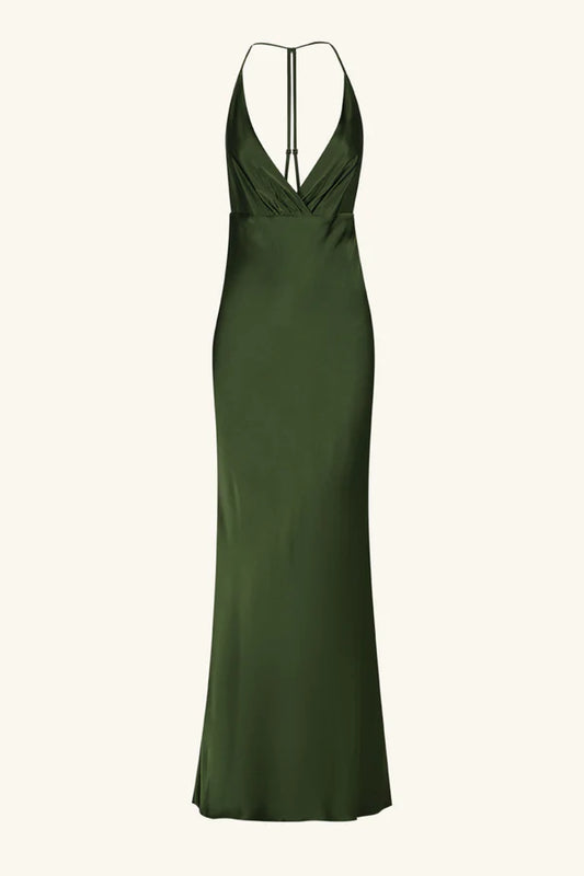 Elia Open Back Halter Maxi Dress - Fern