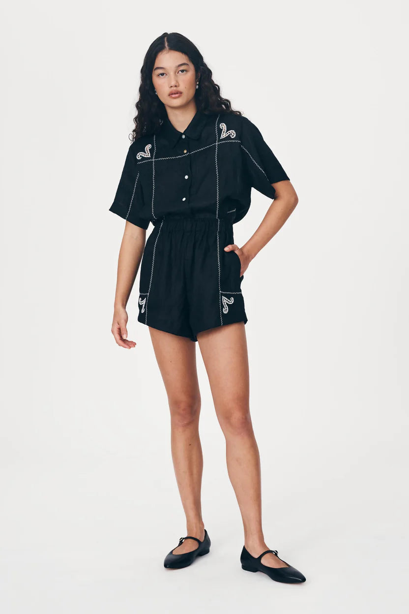 Aries Linen Shorts - Noir