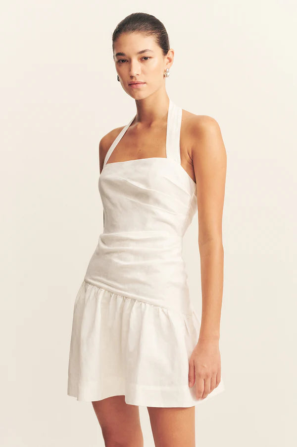 Gigi Halter Draped Mini Dress - Ivory