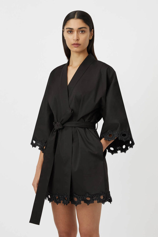 Marina Robe Mini Dress - Black