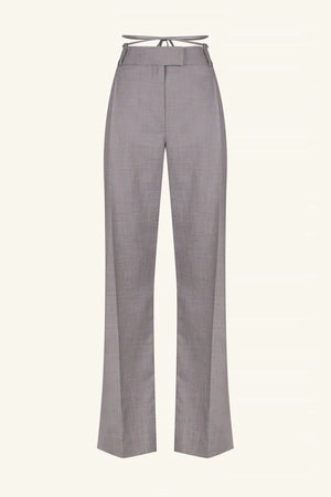 Asher Pleat Pant With Tie - Steel Grey