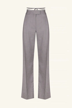 Asher Pleat Pant With Tie - Steel Grey